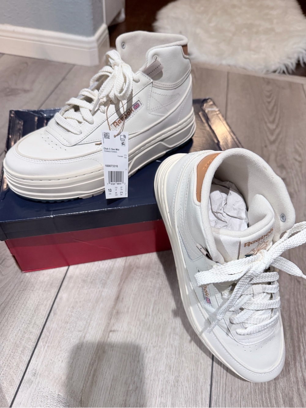 Reebok Women's White High-Top CluPlatform Sneakers